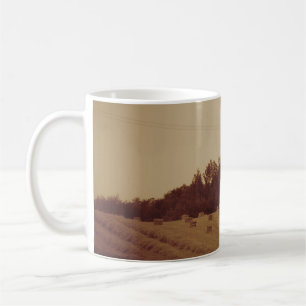 Taza De Café Sepia Tractor Bailing Hay