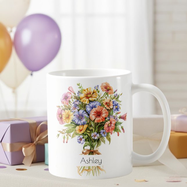 Taza De Café September Birth Flower Mug | Asters (Subido por el creador)