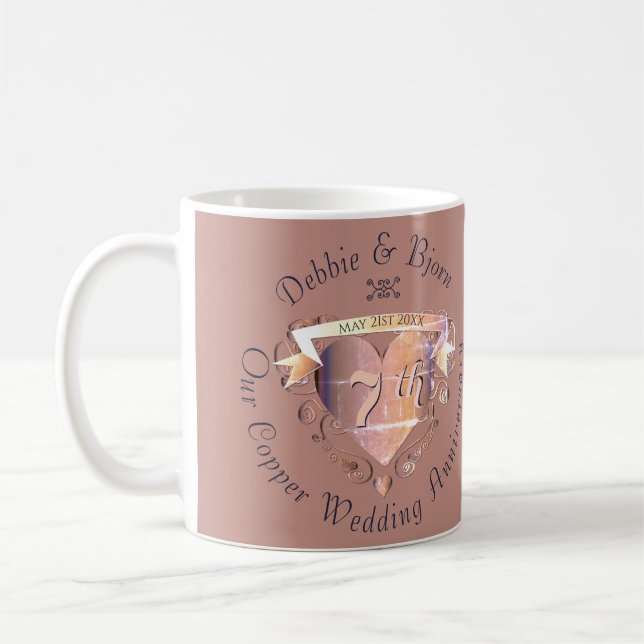 Taza De Café Séptimo aniversario de Boda de cobre  (Izquierda)