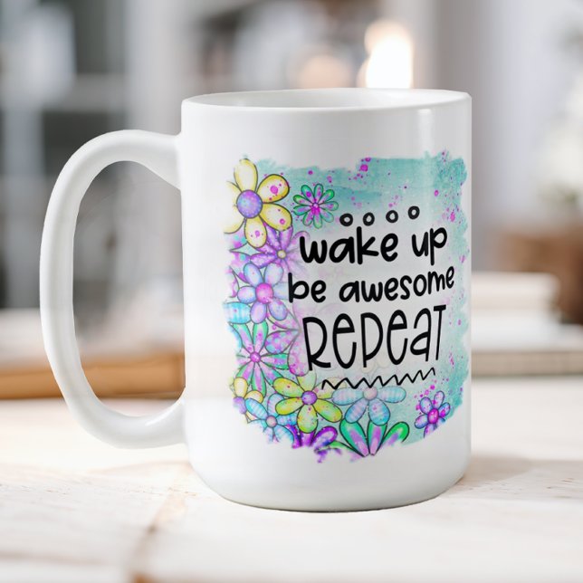 Taza De Café Ser asombroso (A fun, floral motivational coffee mug that reminds you that you are awesome.)