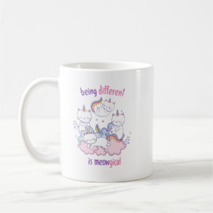 Taza De Café Ser diferente es meowgical Gato unicornio divertid