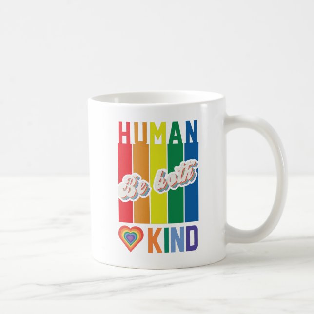 Taza De Café Ser humano y amable - Inspirado en el arcoiris vin (Derecha)