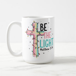 Taza De Café Ser la Cruz Cristiana de Navidad Luz