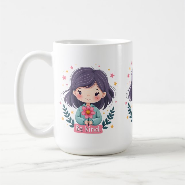 Taza De Café Ser un Chica amable con arte positivo de las flore (Izquierda)
