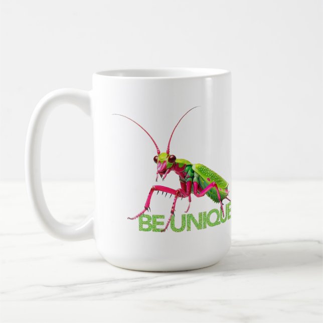 Taza De Café SER ÚNICO insecto rezando mantis groovy arte de in (Izquierda)