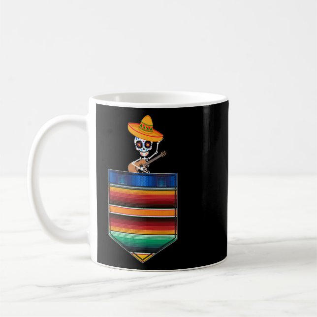 Taza De Café Serape Calaca Blanket Pocket Mexican Fiesta Fiesta (Izquierda)