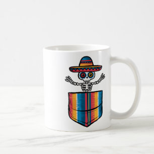 Taza De Café Serape Skeleton Mariachi Pocket Cinco De Mayo Mexi