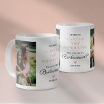 Taza De Café ¿Serás mi dama de honor?<br><div class="desc">Moderno tazón de boda con el lindo dicho "serás mi dama de honor",  una plantilla de 2 fotos,  un corazón rosado,  tus nombres y la cita "No puedo decir "lo hago" sin ti".</div>