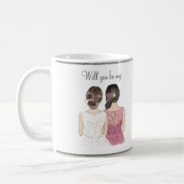 Taza De Café ¿Serás Mi Dama de Honor Acuarela