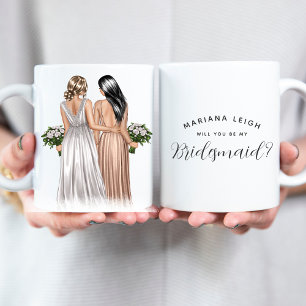 Taza De Café ¿Serás mi dama de honor? Chicas En Bastones