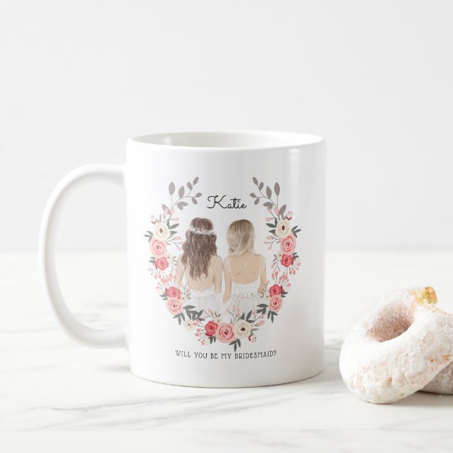 Taza De Café ¿Serás mi dama de honor/dama de honor propuesta? (Con donut)