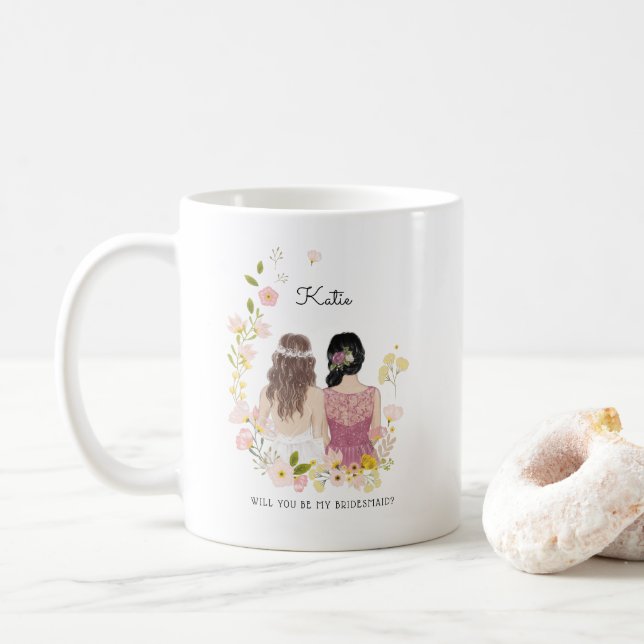Taza De Café ¿Serás mi dama de honor/dama de honor propuesta? (Con donut)