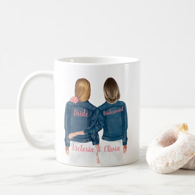 Taza De Café Serás mi dama de honor Jean Jacket Mug (Con donut)