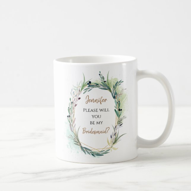 Taza De Café ¿Serás mi dama de honor Solicitud/Nombre/ (Derecha)