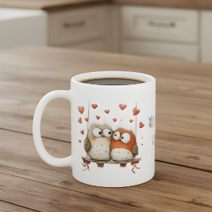 Taza De Café ¿Serás Mi San Valentín, Dulces Búhos Cariñosos?