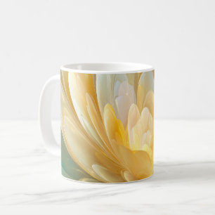 Taza De Café Serena Radiancia de Capas de Pétalos Dorados y Aqu