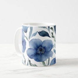 Taza De Café Serene Blue Floral