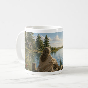 Taza De Café Serene Lakeside Botanical Nature Meditation Mug