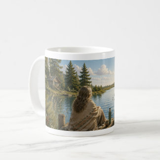 Taza De Café Serene Lakeside Botanical Nature Meditation Mug