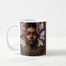 Taza De Café Serene mujer afroamericana con flores