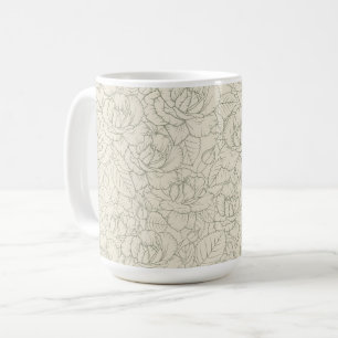 Taza De Café Serene Sage Green   Rosas Vintage Blossom