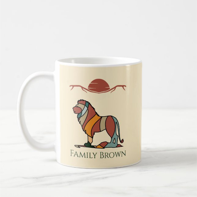 Taza De Café Serene Savanna Kind Lion Personalized Modern Earth (Izquierda)