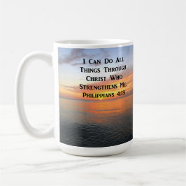 TAZA DE CAFÉ SERENE SUNRISE PHILIPPIANS 4:13 FOTO SCRIPTURE