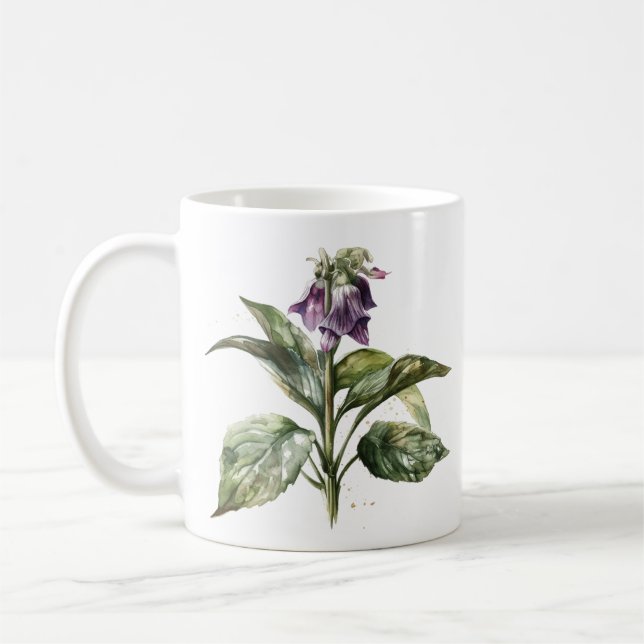 Taza De Café Serene Watercolor Comfrey (Izquierda)