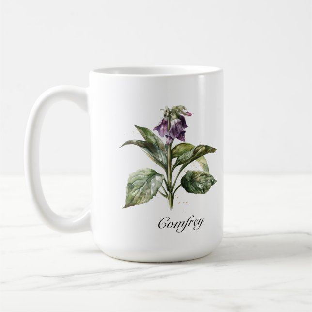 Taza De Café Serene Watercolor Comfrey, personalizado (Izquierda)