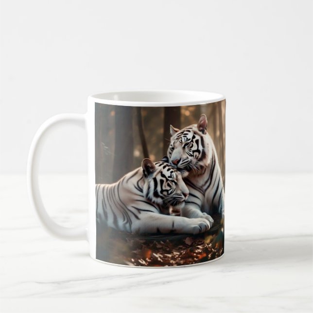 Taza De Café Serene White Tiger Companions (Izquierda)