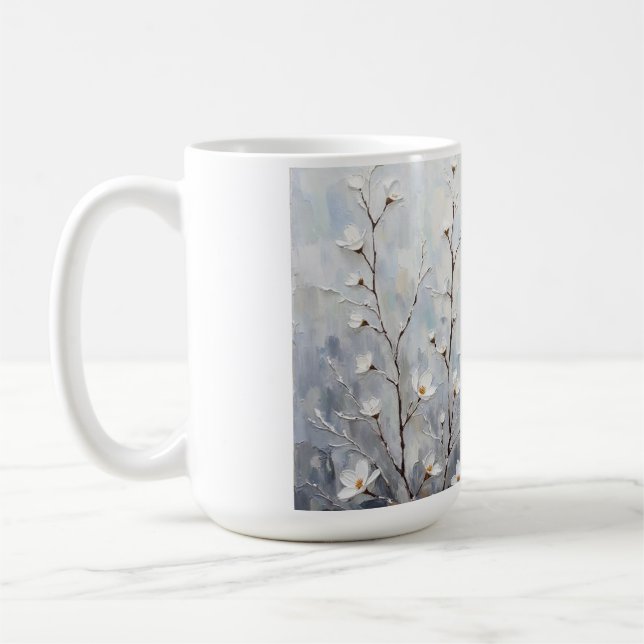 Taza De Café Serene Winter Blossoms Abstract Coffee Mug  (Izquierda)