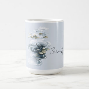 Taza De Café Serenidad azul pálido flores de loto nenúfares
