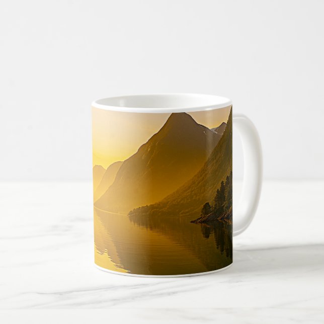 Taza De Café Serenidad de fiordo solar (Anverso derecho)