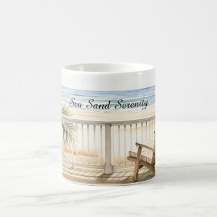Taza De Café Serenidad de la playa con vista al océano