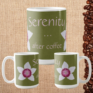 Taza De Café Serenidad después del café blanco y rosa clematis