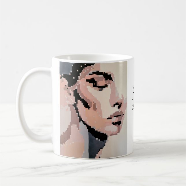 Taza De Café Serenidad Retrato de Arte Pixel Neutral Moderno (Izquierda)