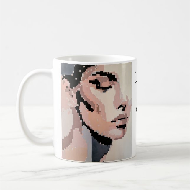 Taza De Café Sérénité Portrait Moderne Neutre Pixel Art (Izquierda)