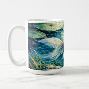 Taza De Café Sereno Pez Dorado y Arte Artístico de Estanque de 