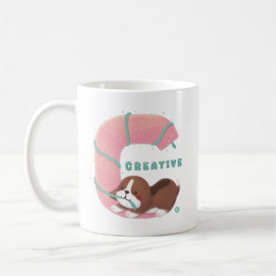 Taza De Café Serie Alphabet: Ilustracion Creativo Beagle "C"