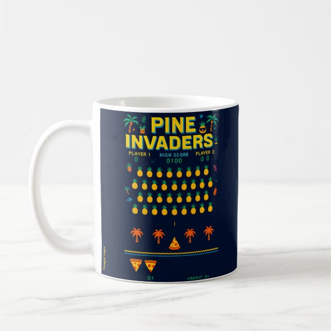 Taza De Café Serie de Juegos Retro de Pine Invaders-Pineapple E (Izquierda)