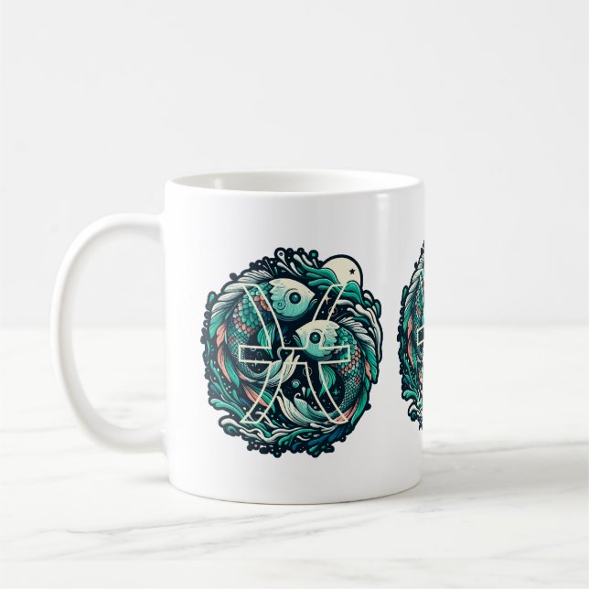 Taza De Café Serie de Rótulos Zodiac - Pisces (Izquierda)
