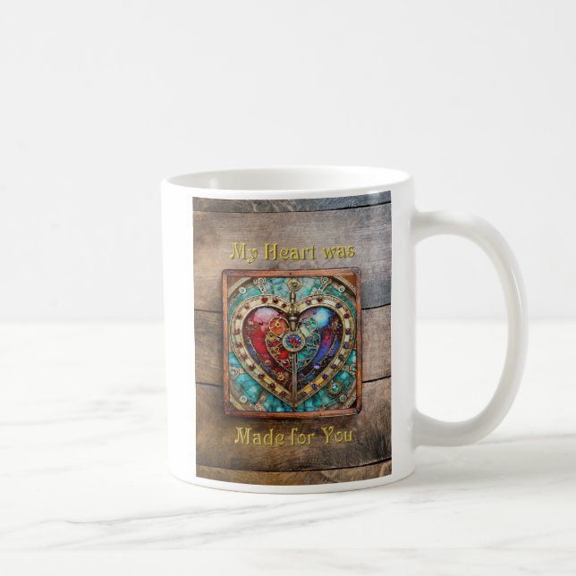 Taza De Café Serie de Steampunk Heart de Vidrio Manchado Rojo y (Derecha)