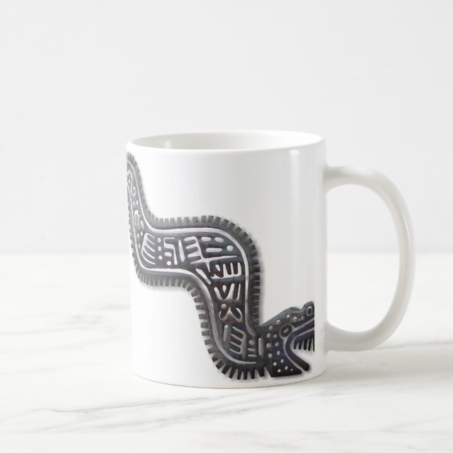 Taza De Café Serpiente Maya - Negro y Plata (Derecha)