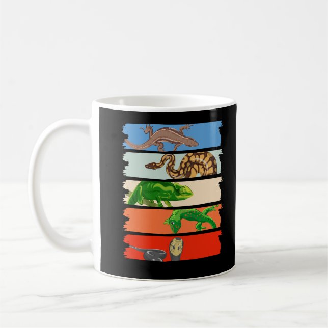 Taza De Café Serpiente Retro Lizard Chameleon Reptile Lover (Izquierda)