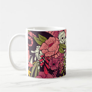 Taza De Café Serpientes de jungla, flores tropicales, patrón vi