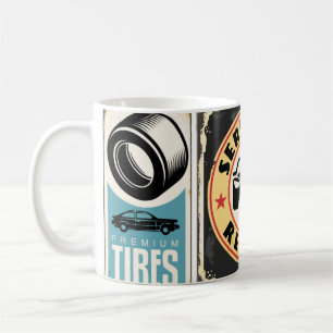 Taza De Café Servicio de coches y reparación de letreros retro.
