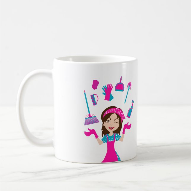 Taza De Café Servicio de limpieza de casas de dibujos animados  (Izquierda)