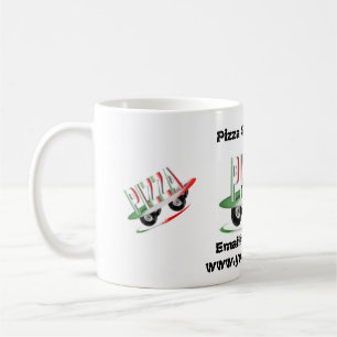 Taza De Café Servicio de pizzas, tarjeta de visita verde roja