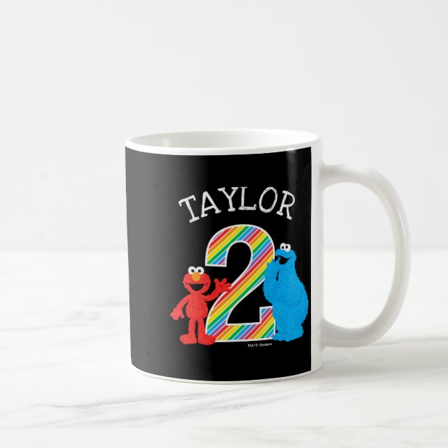 Taza De Café Sesame Street Pals Chalkboard Rainbow 2nd Birthday (Derecha)