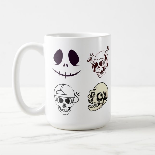 Taza De Café Set of Four Unique Skull Illustrations (Izquierda)